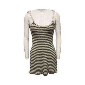 aerie Striped Knit Mini Dress in Olive and Cream